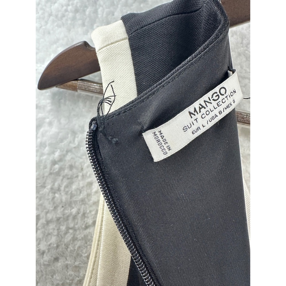 Mango Sheath Dress Women Size 8 Black White Good Colorblock V-Neck Midi - Picture 5 of 11